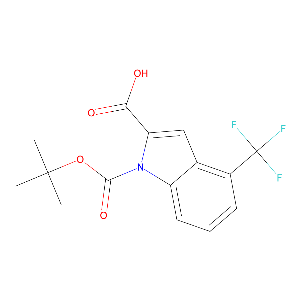 1-[(tert-Butoxy)carbonyl]-4-(trifluoromethyl)-1H-indole-2-carboxylic acid molecular structure, CAS 2060052-32-4