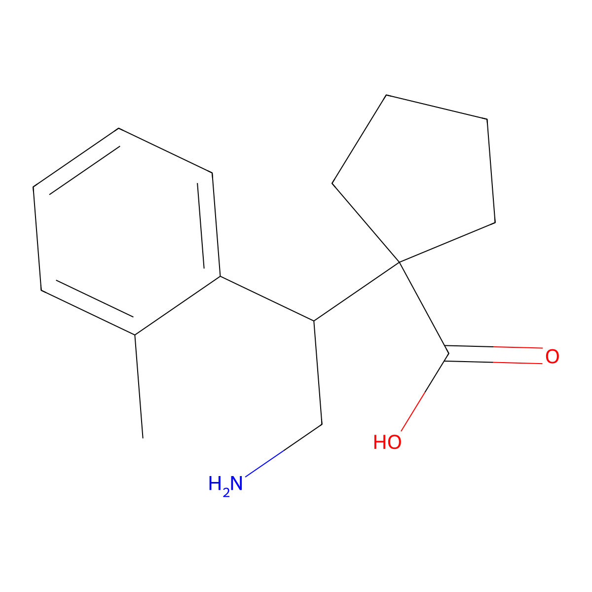 1-[2-Amino-1-(2-methylphenyl)ethyl]cyclopentane-1-carboxylic acid molecular structure, CAS 2060052-37-9