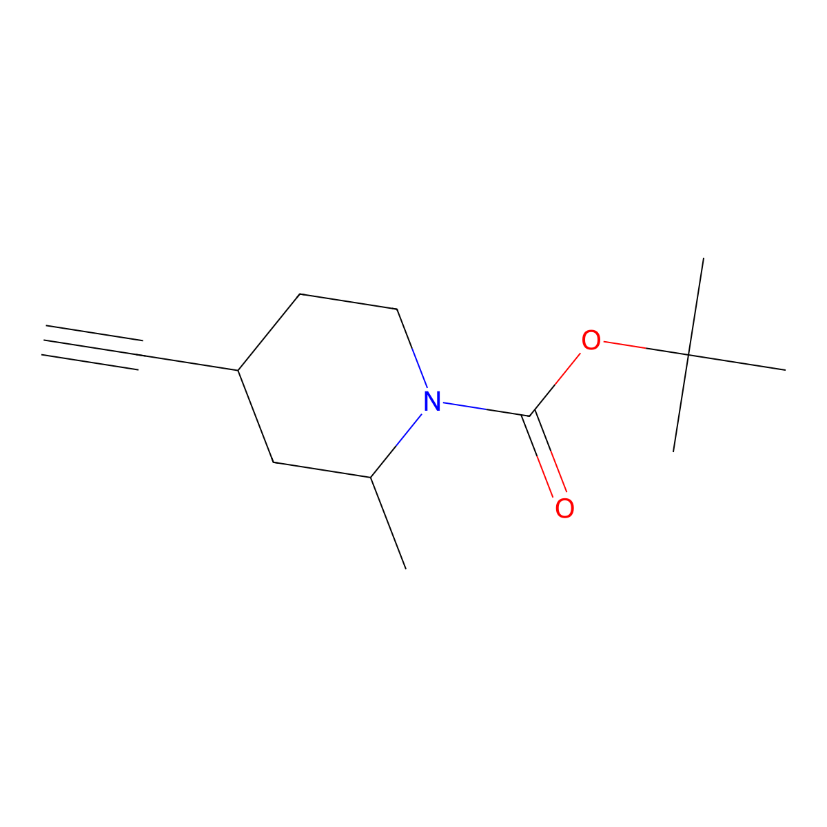 Tert-butyl 4-ethynyl-2-methylpiperidine-1-carboxylate molecular structure, CAS 2060052-38-0