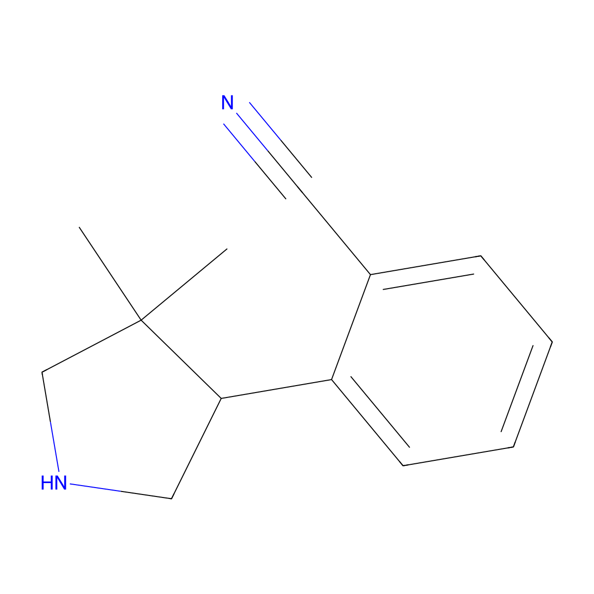 2-(4,4-Dimethylpyrrolidin-3-yl)benzonitrile molecular structure, CAS 2060052-43-7
