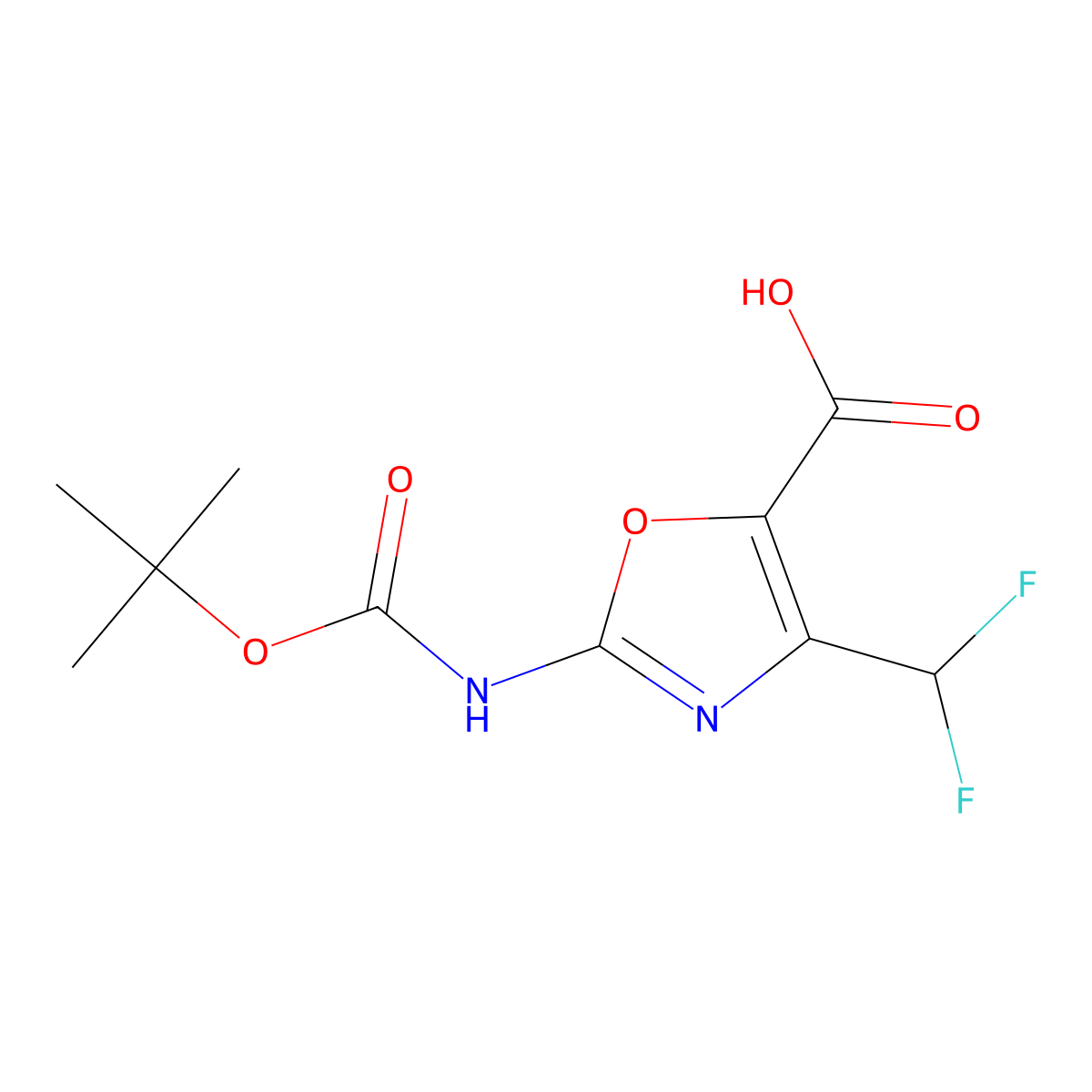 2-{[(Tert-butoxy)carbonyl]amino}-4-(difluoromethyl)-1,3-oxazole-5-carboxylic acid molecular structure, CAS 2060052-53-9