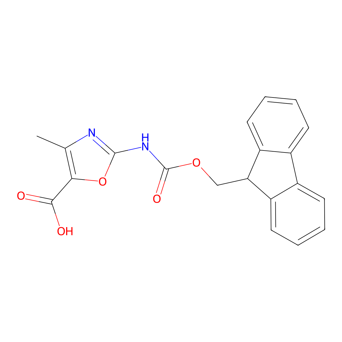 2-({[(9H-fluoren-9-yl)methoxy]carbonyl}amino)-4-methyl-1,3-oxazole-5-carboxylic acid molecular structure, CAS 2060052-56-2