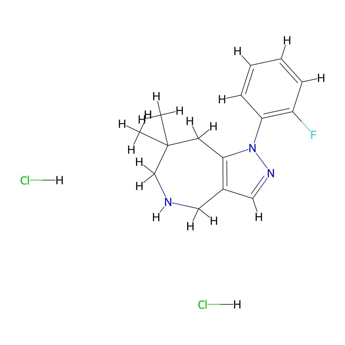 1-(2-fluorophenyl)-7,7-dimethyl-1H,4H,5H,6H,7H,8H-pyrazolo[4,3-c]azepine dihydrochloride molecular structure, CAS 2060052-66-4