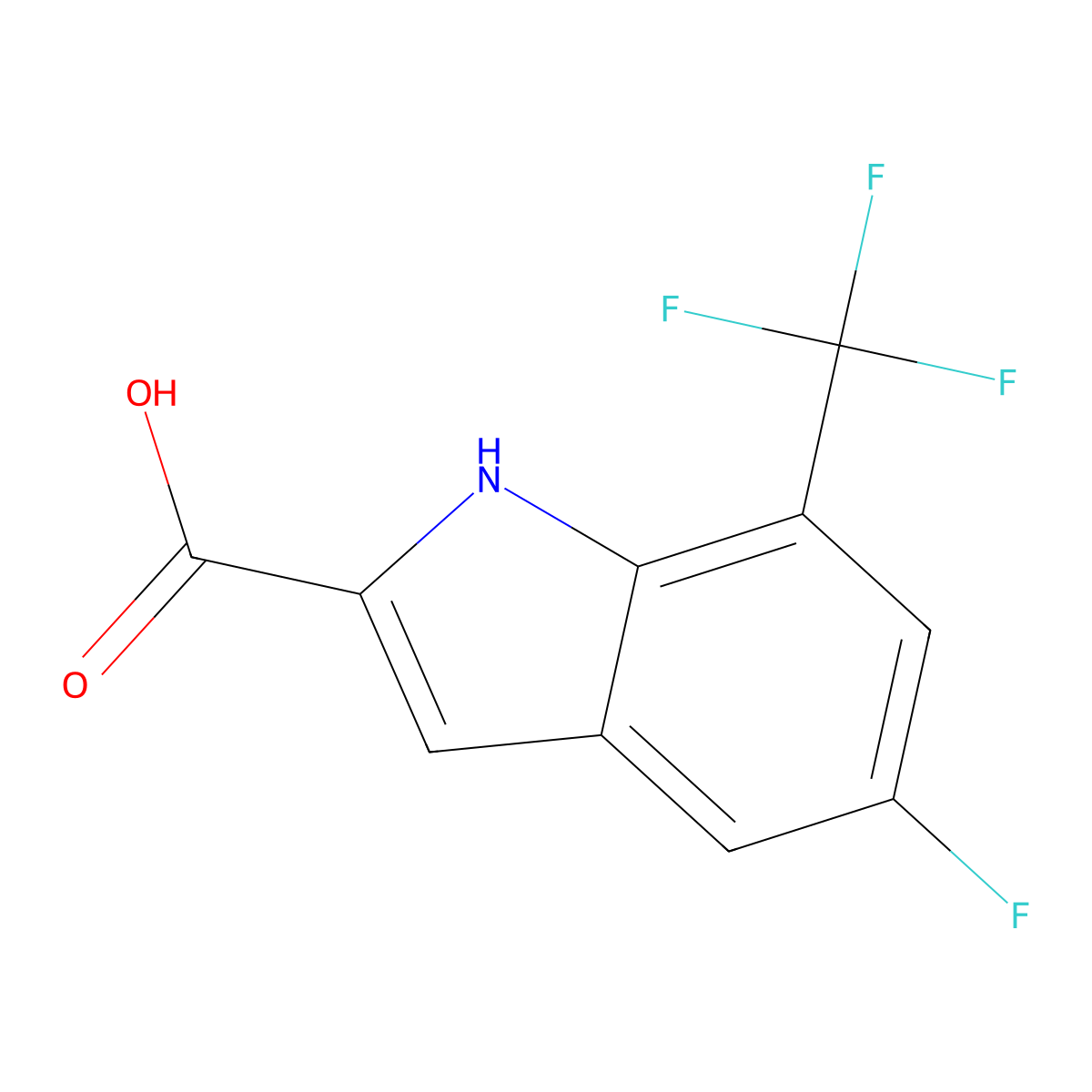 5-Fluoro-7-(trifluoromethyl)-1H-indole-2-carboxylic acid molecular structure, CAS 2060052-90-4