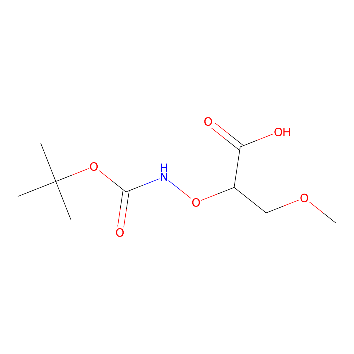 2-({[(Tert-butoxy)carbonyl]amino}oxy)-3-methoxypropanoic acid molecular structure, CAS 2060053-00-9