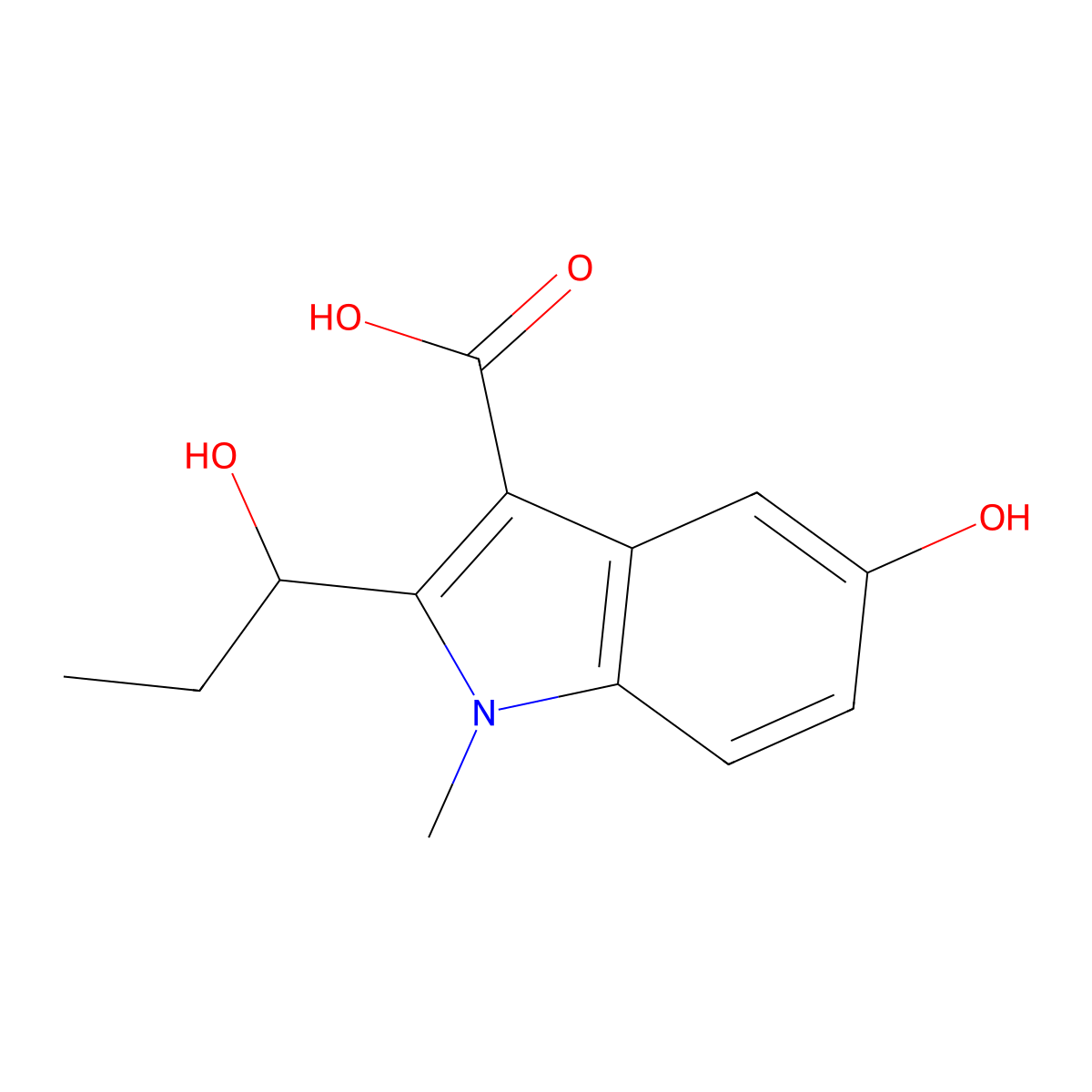 5-Hydroxy-2-(1-hydroxypropyl)-1-methyl-1H-indole-3-carboxylic acid molecular structure, CAS 2060053-01-0