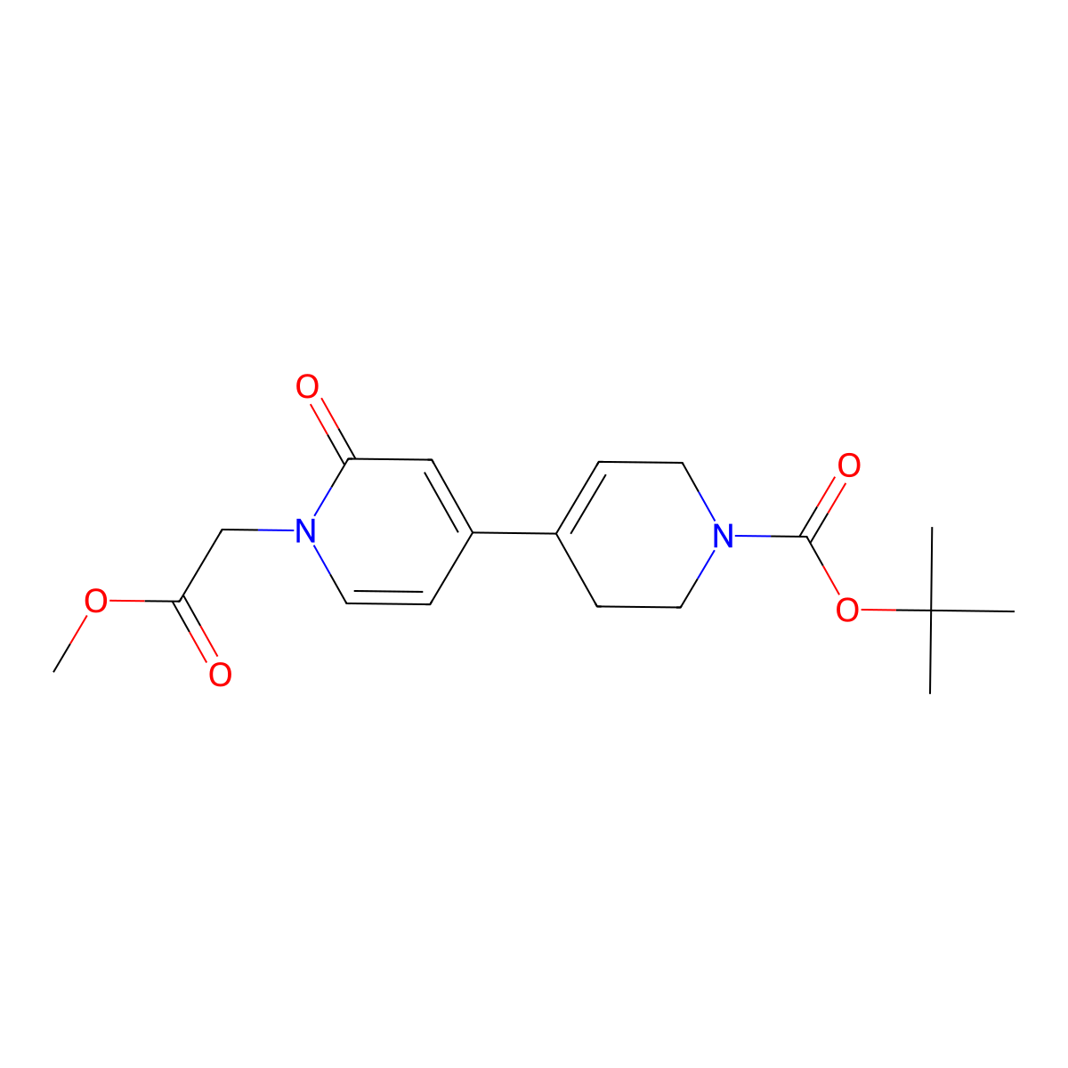 tert-Butyl 4-[1-(2-methoxy-2-oxoethyl)-2-oxo-1,2-dihydropyridin-4-yl]-1,2,3,6-tetrahydropyridine-1-carboxylate molecular structure, CAS 2060053-11-2