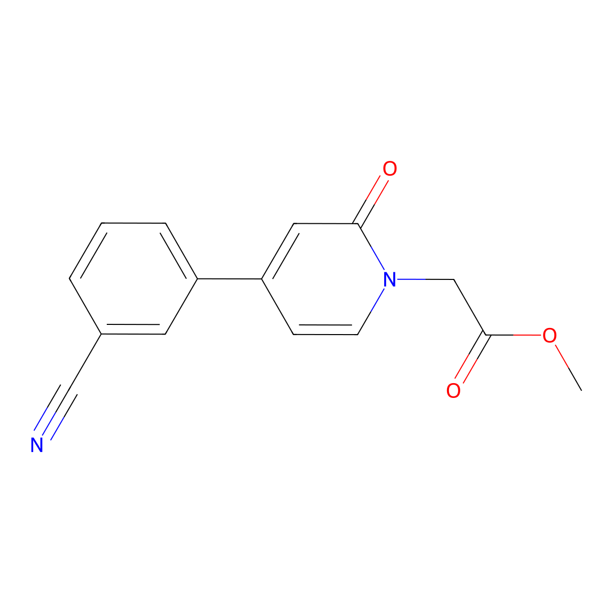 Methyl 2-[4-(3-cyanophenyl)-2-oxo-1,2-dihydropyridin-1-yl]acetate molecular structure, CAS 2060053-14-5