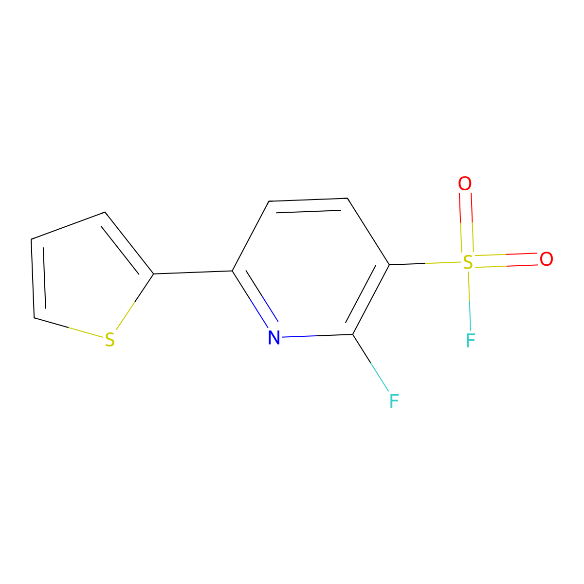 2-Fluoro-6-(thiophen-2-yl)pyridine-3-sulfonyl fluoride molecular structure, CAS 2060053-16-7