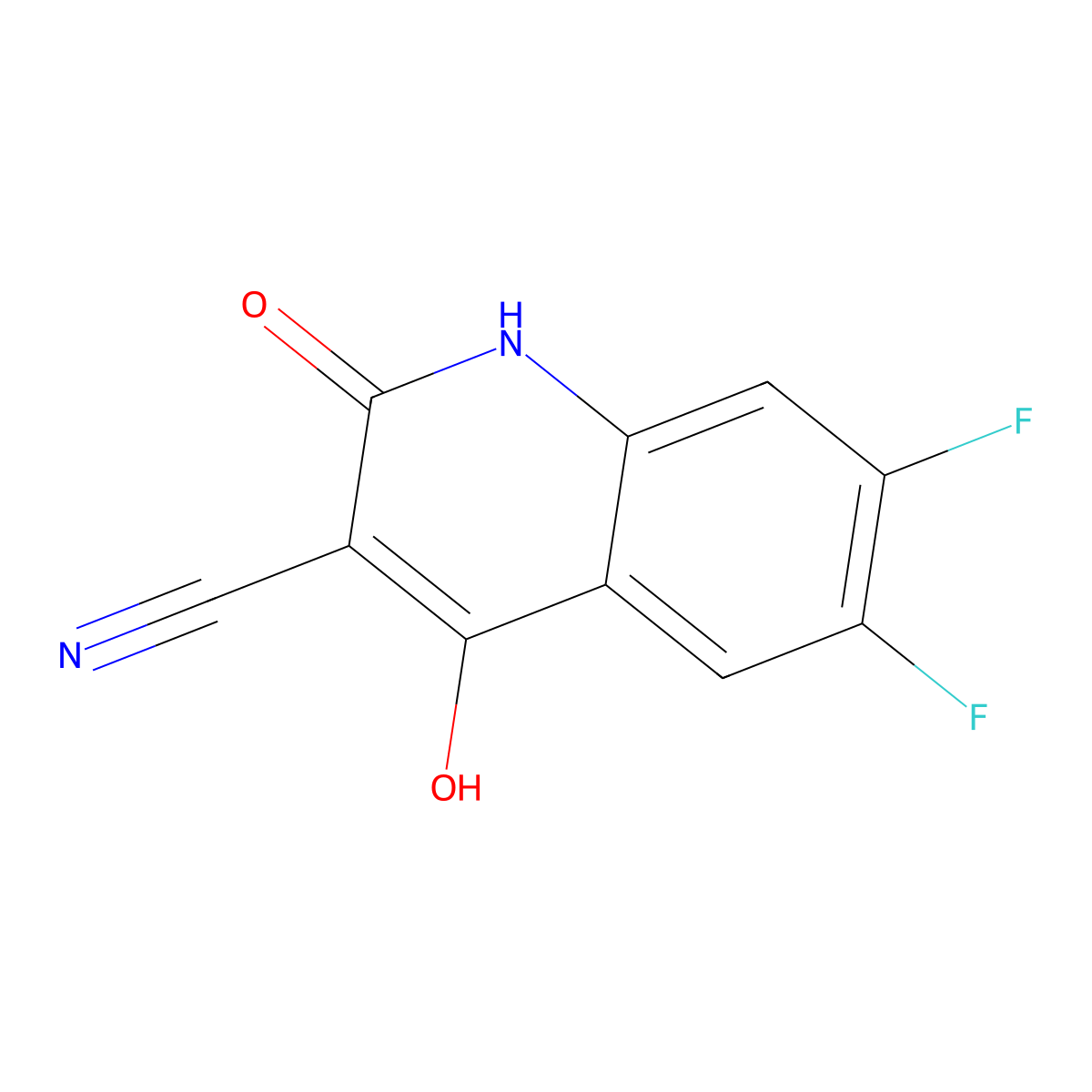 6,7-Difluoro-2,4-dihydroxyquinoline-3-carbonitrile molecular structure, CAS 2060053-21-4