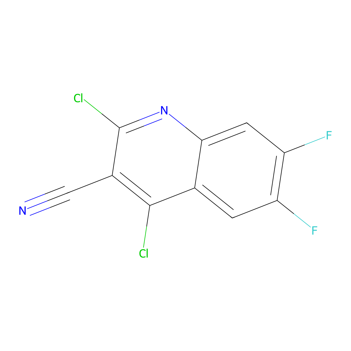 2,4-Dichloro-6,7-difluoroquinoline-3-carbonitrile molecular structure, CAS 2060053-26-9