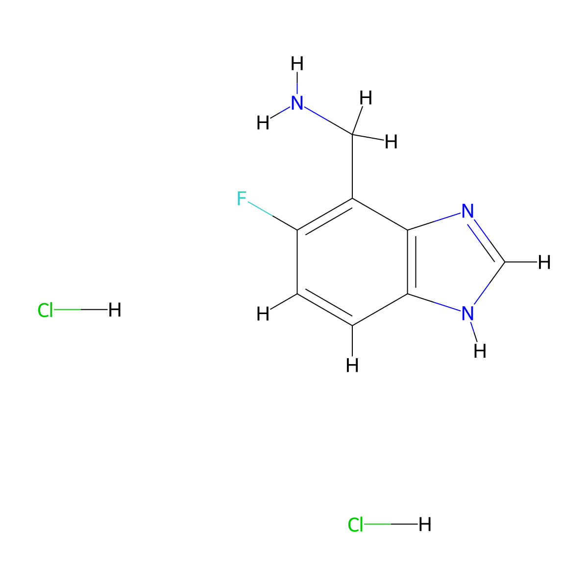 (5-fluoro-1H-1,3-benzodiazol-4-yl)methanamine dihydrochloride molecular structure, CAS 2060053-31-6