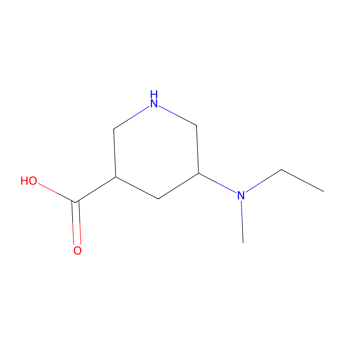 5-[Ethyl(methyl)amino]piperidine-3-carboxylic acid molecular structure, CAS 2060053-33-8