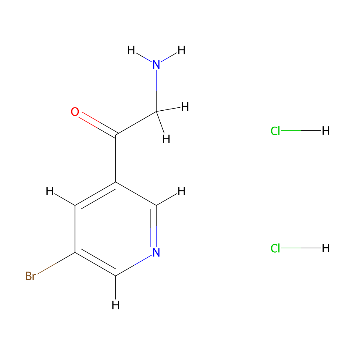 2-Amino-1-(5-bromopyridin-3-yl)ethan-1-one dihydrochloride molecular structure, CAS 2060053-35-0