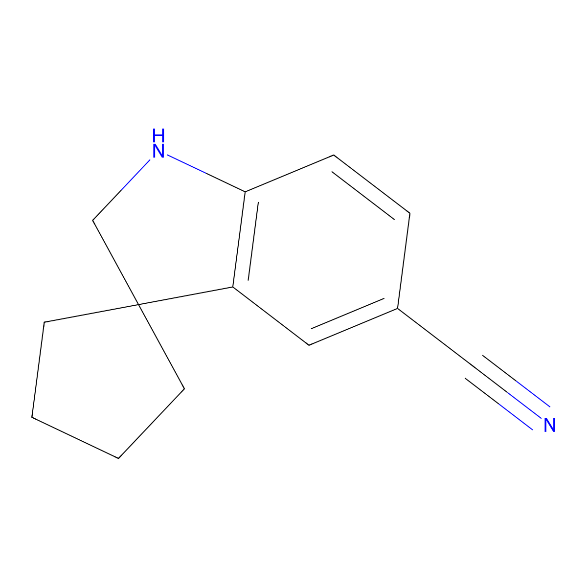 1',2'-Dihydrospiro[cyclopentane-1,3'-indole]-5'-carbonitrile molecular structure, CAS 2060053-36-1