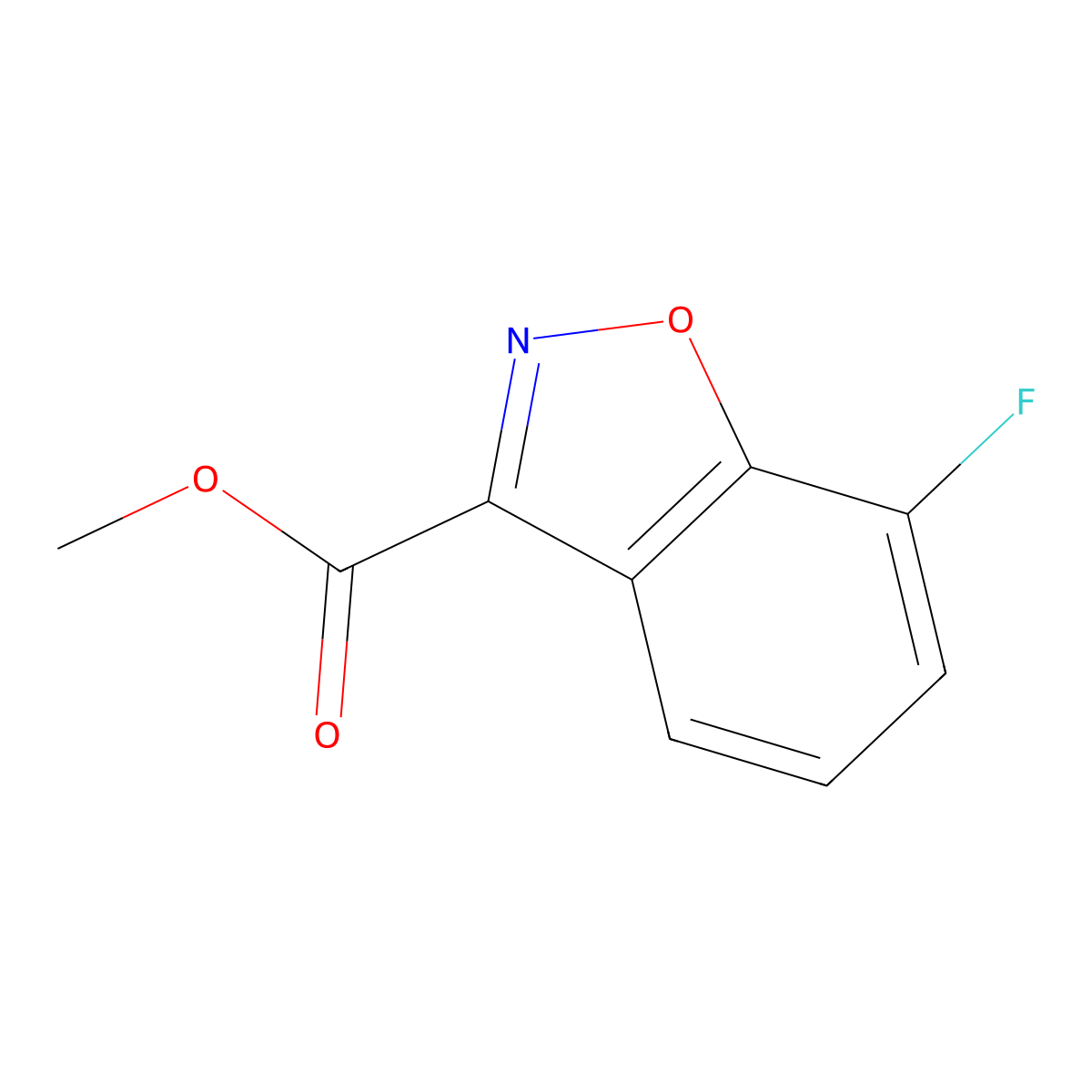 Methyl 7-fluoro-1,2-benzoxazole-3-carboxylate molecular structure, CAS 2060053-38-3