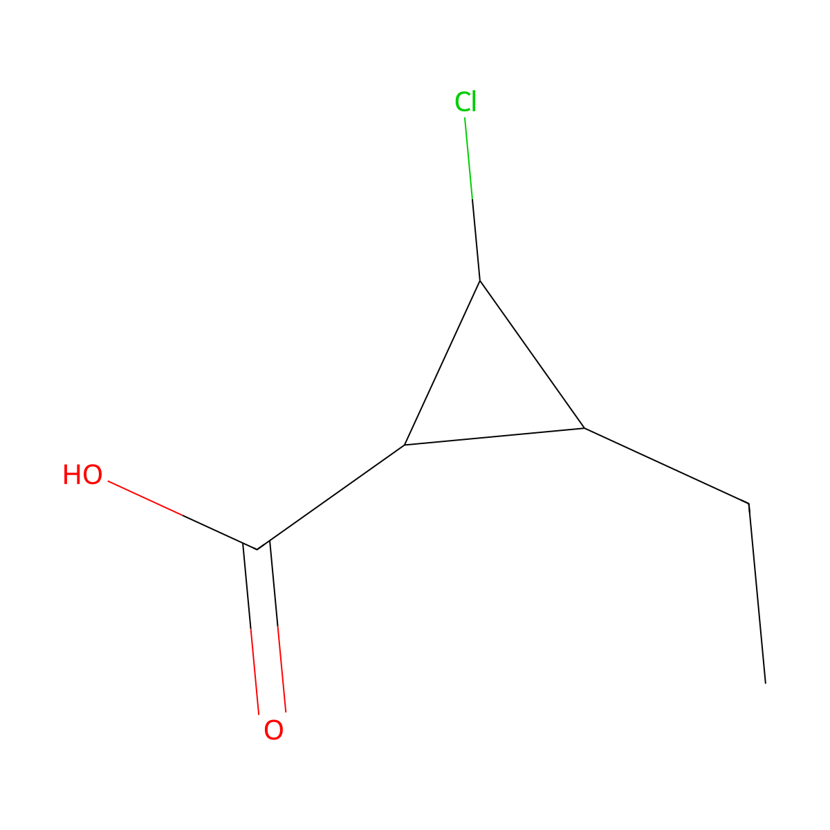 2-Chloro-3-ethylcyclopropane-1-carboxylic acid molecular structure, CAS 2060053-39-4