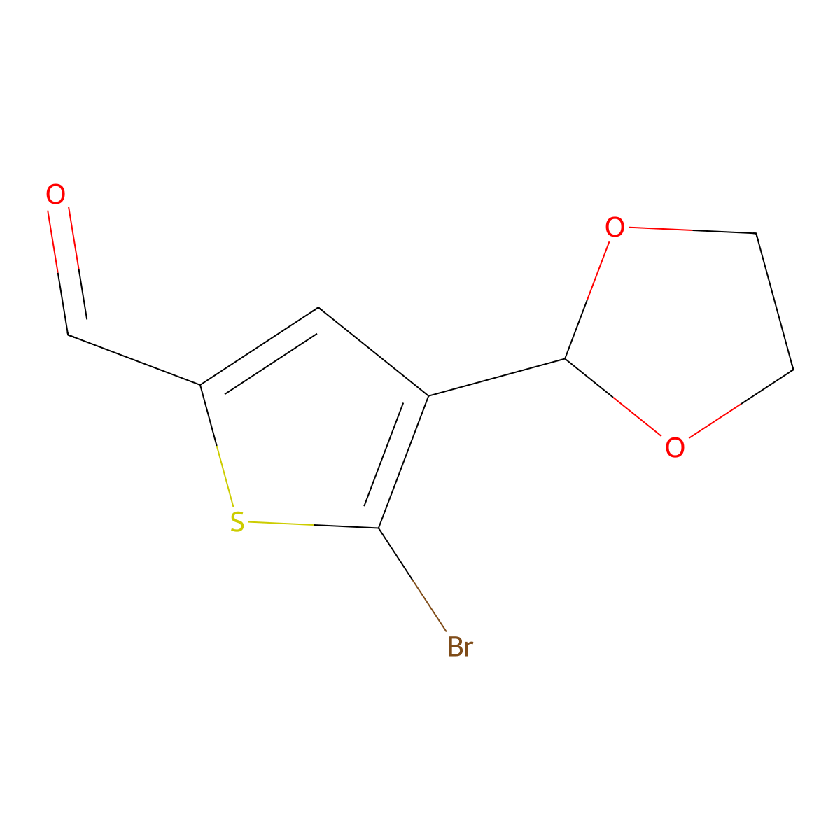 5-Bromo-4-(1,3-dioxolan-2-yl)thiophene-2-carbaldehyde molecular structure, CAS 2060053-47-4
