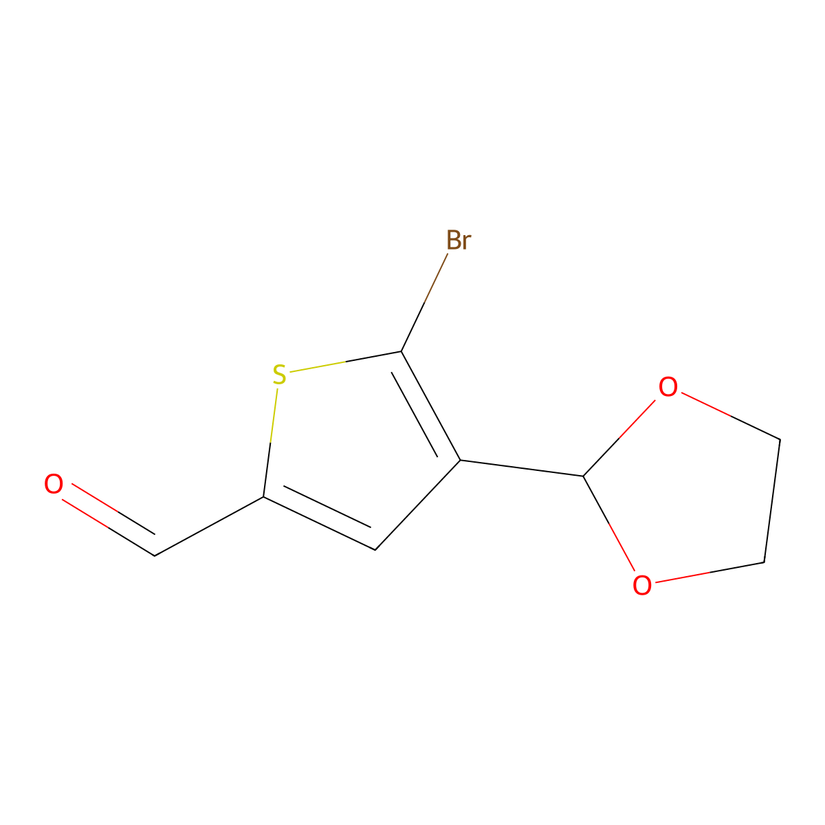 5-Bromo-4-(1,3-dioxolan-2-yl)thiophene-2-carbaldehyde molecular structure, CAS 2060053-47-4