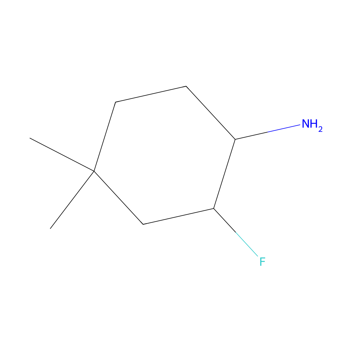 2-Fluoro-4,4-dimethylcyclohexan-1-amine molecular structure, CAS 2060053-54-3