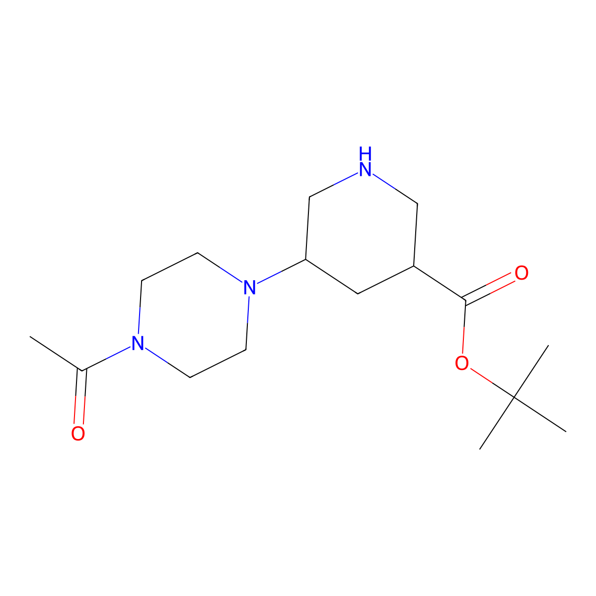 tert-Butyl 5-(4-acetylpiperazin-1-yl)piperidine-3-carboxylate molecular structure, CAS 2060053-56-5