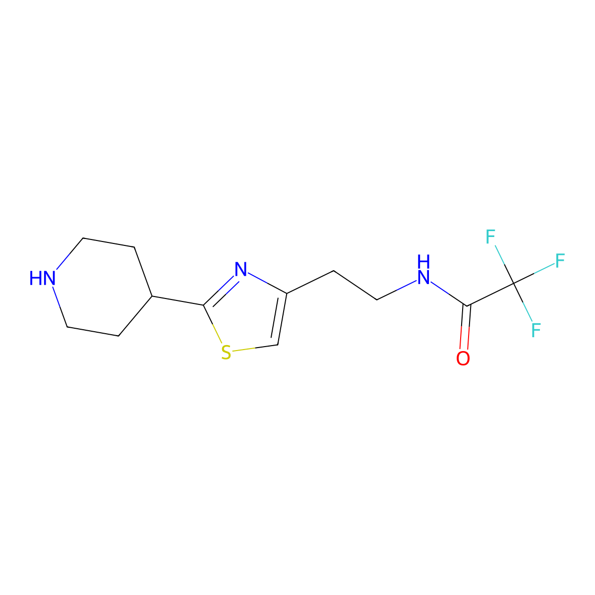 2,2,2-Trifluoro-N-{2-[2-(piperidin-4-yl)-1,3-thiazol-4-yl]ethyl}acetamide molecular structure, CAS 2060053-69-0