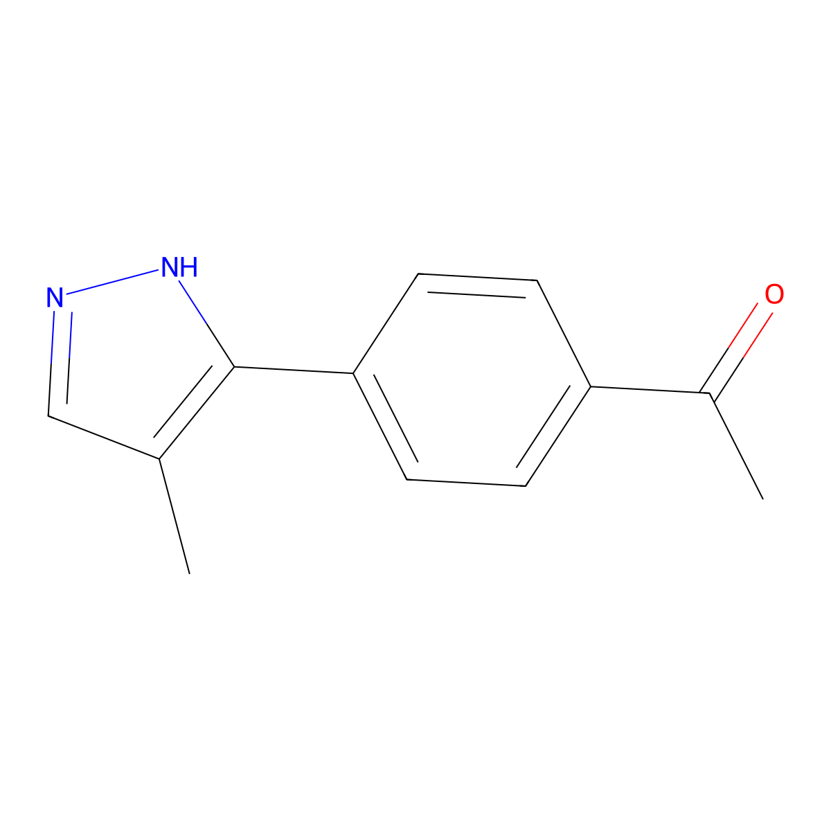 1-[4-(4-Methyl-1H-pyrazol-3-yl)phenyl]ethan-1-one molecular structure, CAS 2060053-80-5