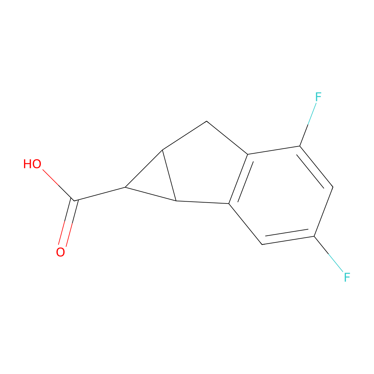 3,5-Difluoro-1H,1aH,6H,6aH-cyclopropa[a]indene-1-carboxylic acid molecular structure, CAS 2060053-86-1