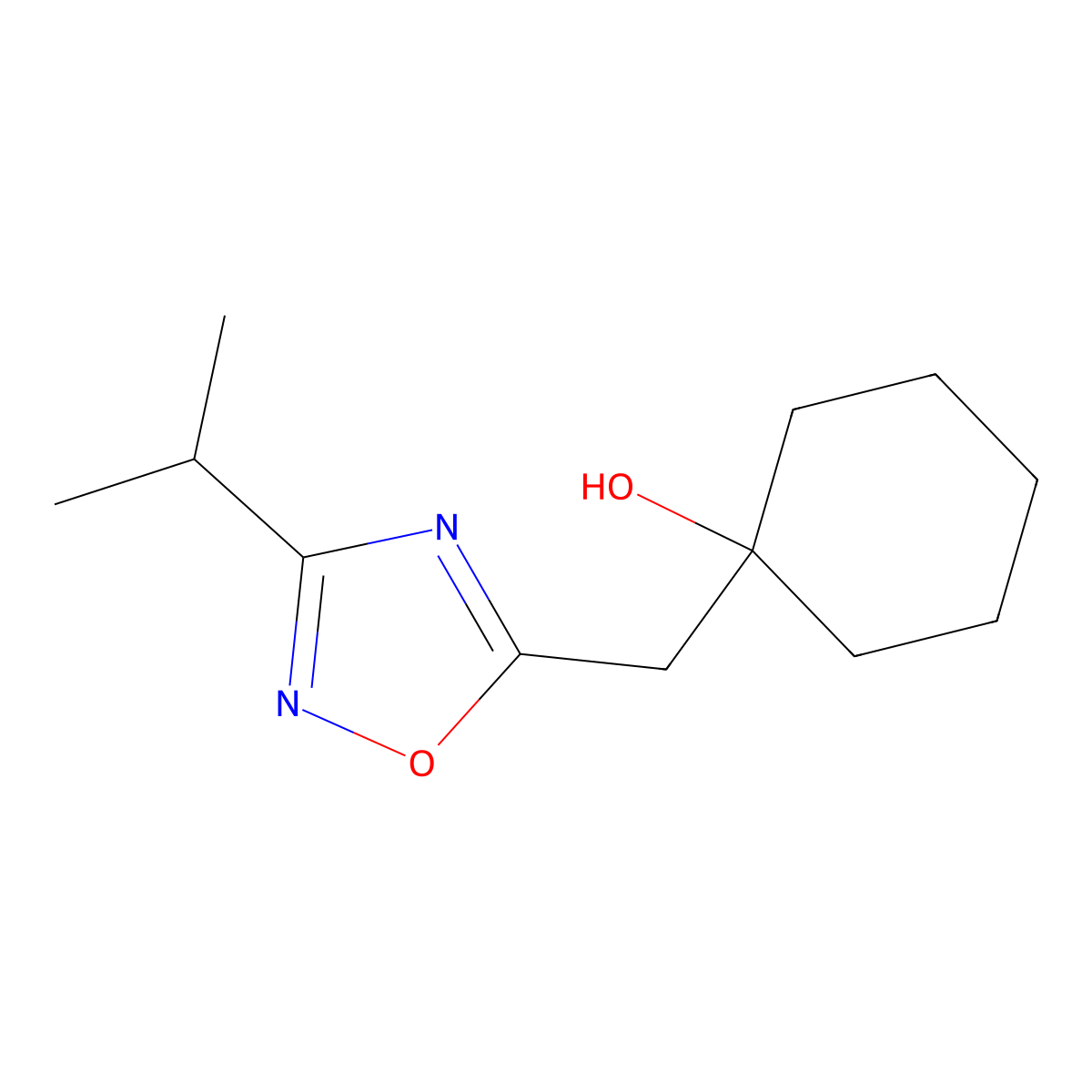 1-{[3-(Propan-2-yl)-1,2,4-oxadiazol-5-yl]methyl}cyclohexan-1-ol molecular structure, CAS 2060053-89-4