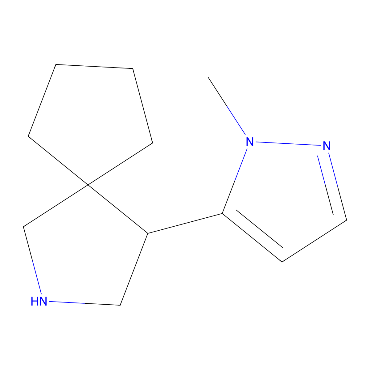 4-(1-Methyl-1H-pyrazol-5-yl)-2-azaspiro[4.4]nonane molecular structure, CAS 2060056-79-1