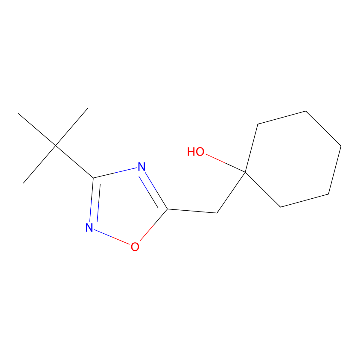 1-[(3-tert-Butyl-1,2,4-oxadiazol-5-yl)methyl]cyclohexan-1-ol molecular structure, CAS 2060056-80-4