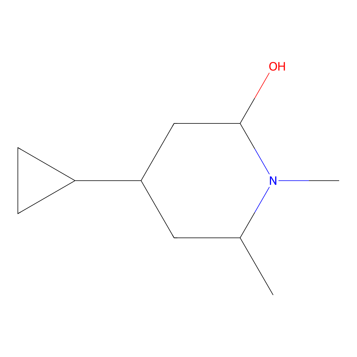 4-Cyclopropyl-1,6-dimethylpiperidin-2-ol molecular structure, CAS 2060056-83-7