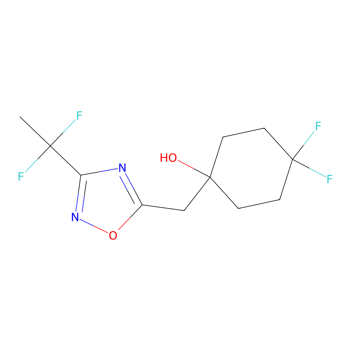 1-{[3-(1,1-Difluoroethyl)-1,2,4-oxadiazol-5-yl]methyl}-4,4-difluorocyclohexan-1-ol molecular structure, CAS 2060056-84-8