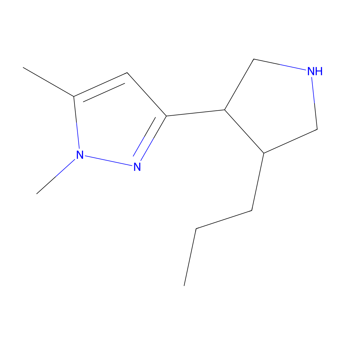 1,5-Dimethyl-3-(4-propylpyrrolidin-3-yl)-1H-pyrazole molecular structure, CAS 2060056-85-9