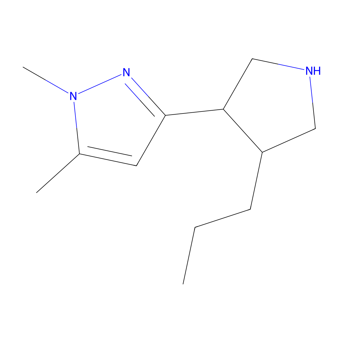 1,5-Dimethyl-3-(4-propylpyrrolidin-3-yl)-1H-pyrazole molecular structure, CAS 2060056-85-9