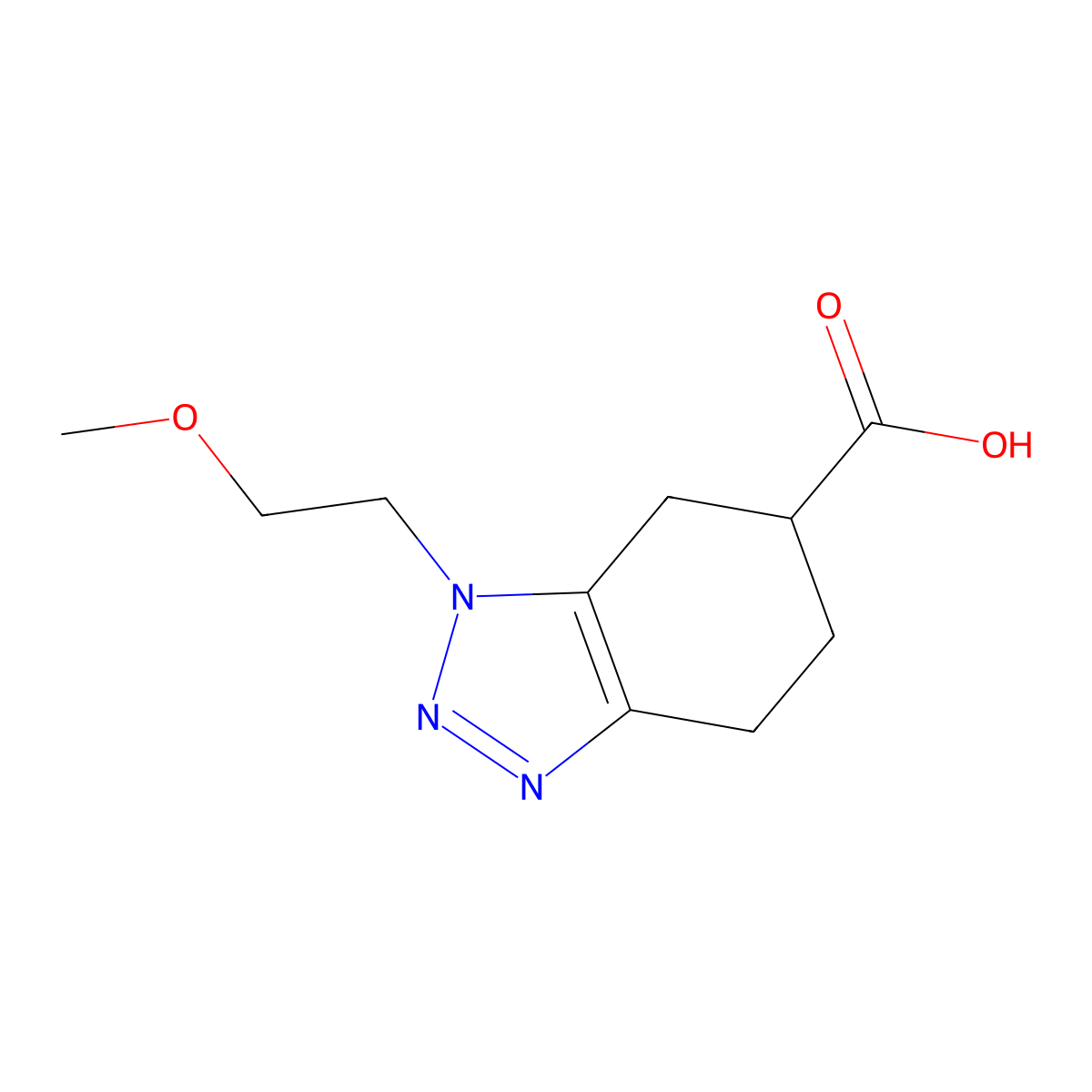 1-(2-Methoxyethyl)-4,5,6,7-tetrahydro-1H-1,2,3-benzotriazole-6-carboxylic acid molecular structure, CAS 2060056-90-6