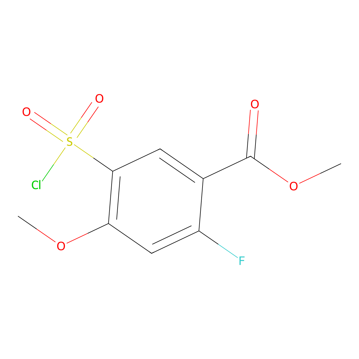 Methyl 5-(chlorosulfonyl)-2-fluoro-4-methoxybenzoate molecular structure, CAS 2060056-99-5