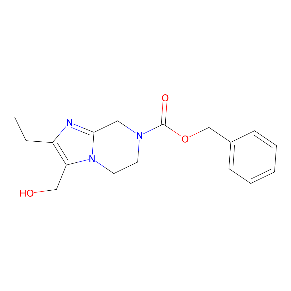 Benzyl 2-ethyl-3-(hydroxymethyl)-5H,6H,7H,8H-imidazo[1,2-a]pyrazine-7-carboxylate molecular structure, CAS 2060057-09-0