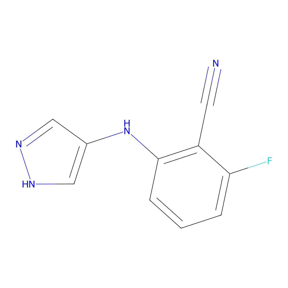 2-Fluoro-6-[(1H-pyrazol-4-yl)amino]benzonitrile molecular structure, CAS 2060057-10-3