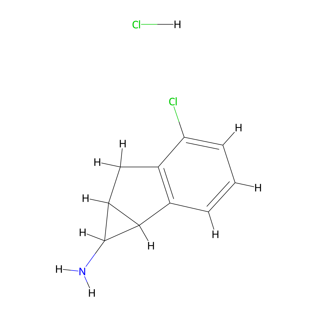 5-chloro-1H,1aH,6H,6aH-cyclopropa[a]inden-1-amine hydrochloride molecular structure, CAS 2060057-38-5