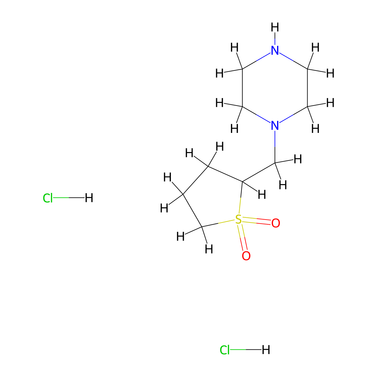 2-[(Piperazin-1-yl)methyl]-1lambda6-thiolane-1,1-dione dihydrochloride molecular structure, CAS 2060057-39-6