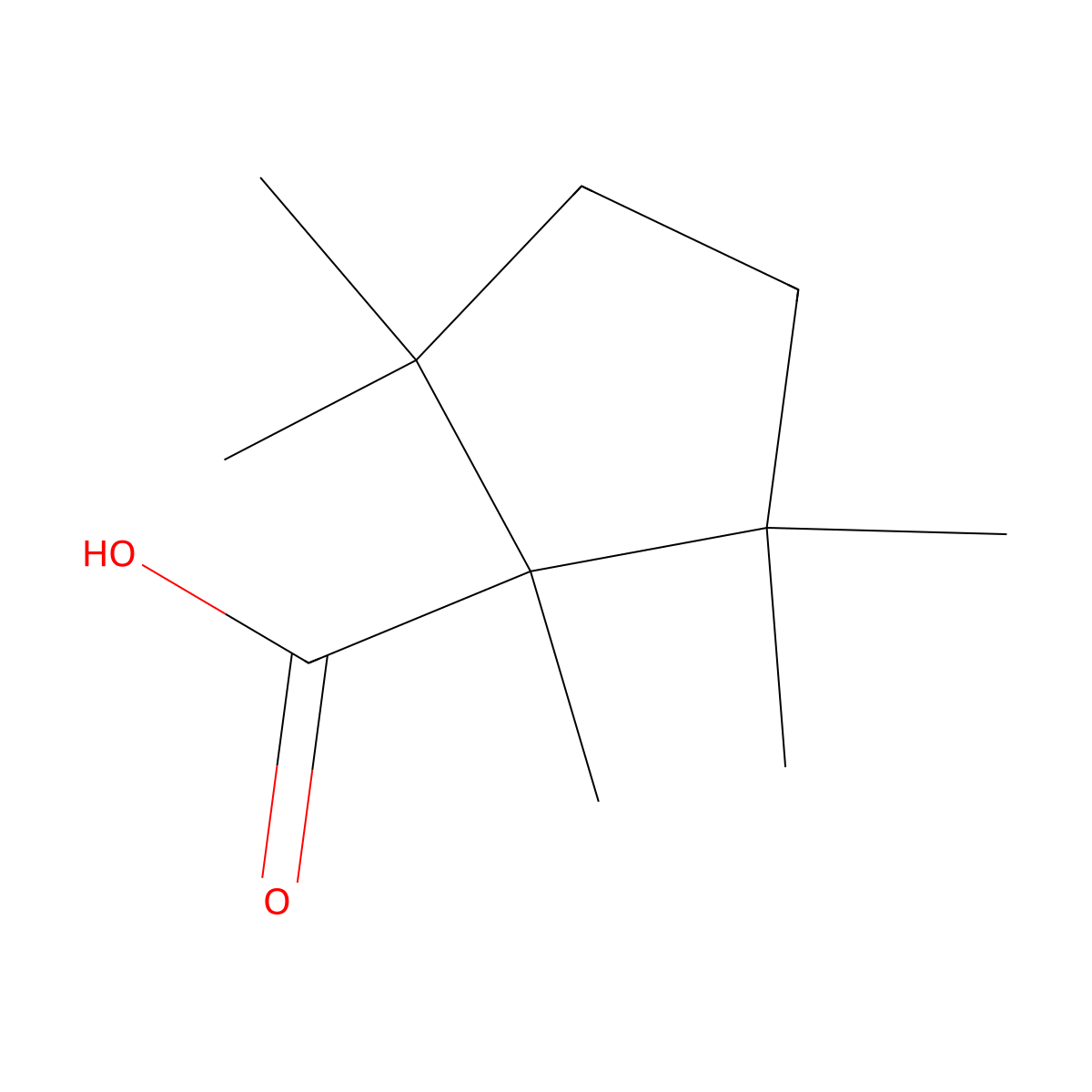 1,2,2,5,5-Pentamethylcyclopentane-1-carboxylic acid molecular structure, CAS 2060057-40-9