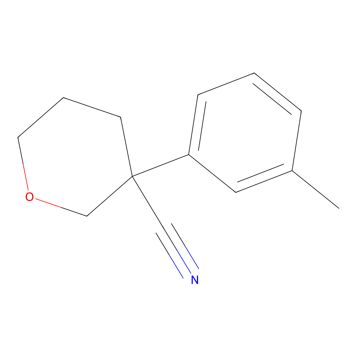 3-(3-Methylphenyl)oxane-3-carbonitrile molecular structure, CAS 2060057-66-9