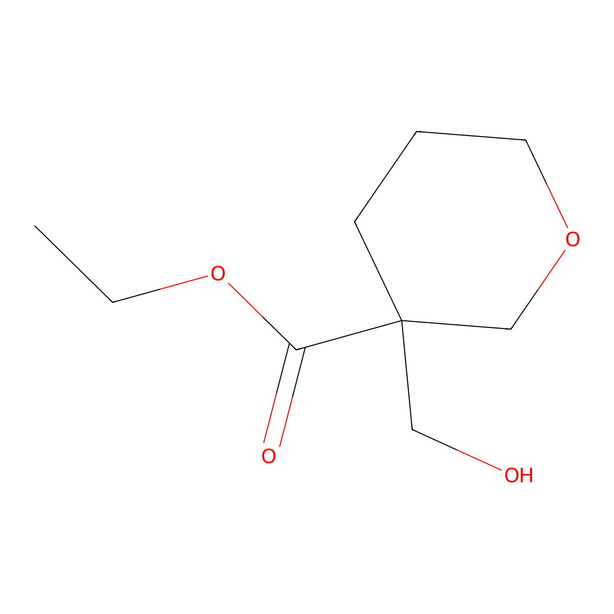 Ethyl 3-(hydroxymethyl)oxane-3-carboxylate molecular structure, CAS 2060057-75-0