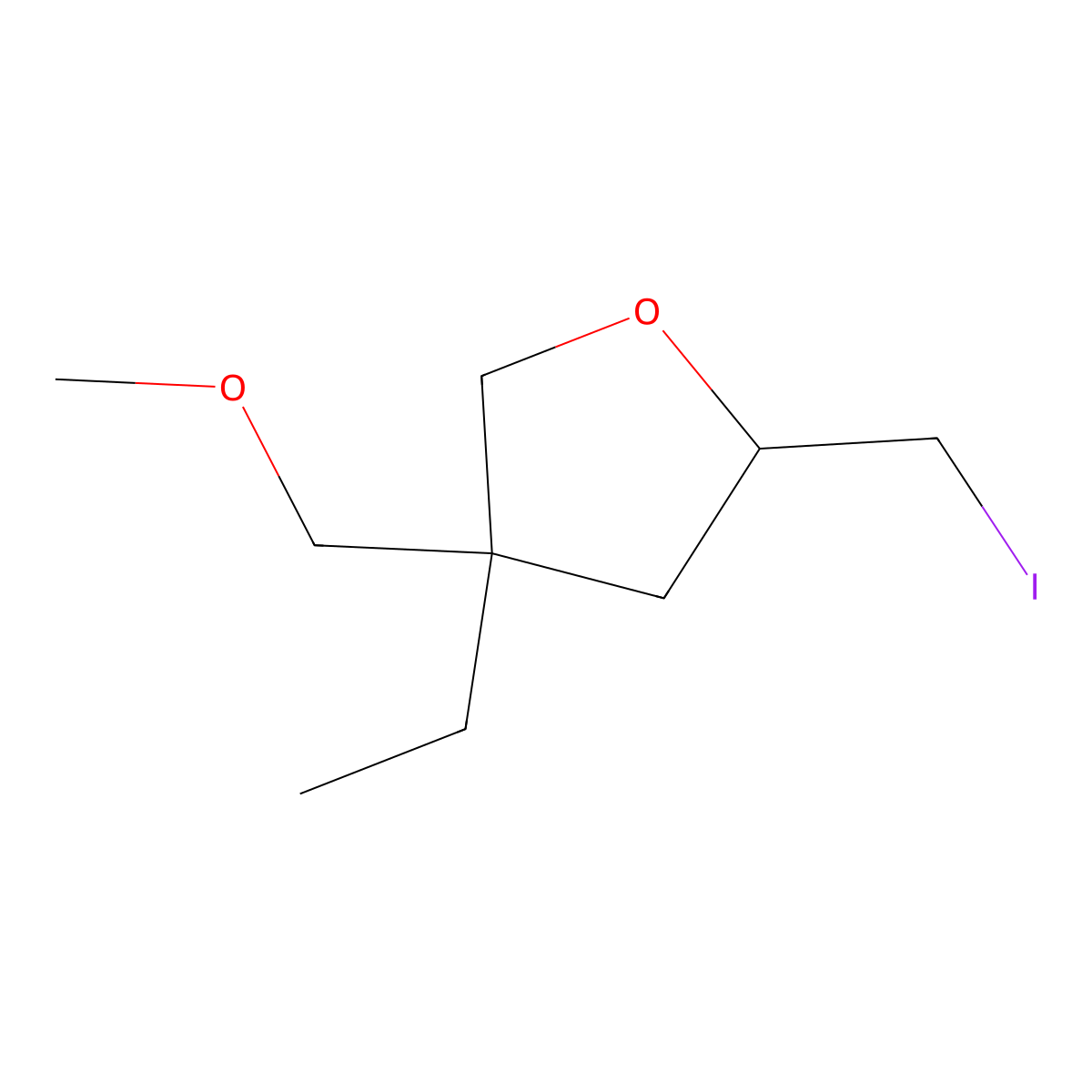 4-Ethyl-2-(iodomethyl)-4-(methoxymethyl)oxolane molecular structure, CAS 2060057-89-6