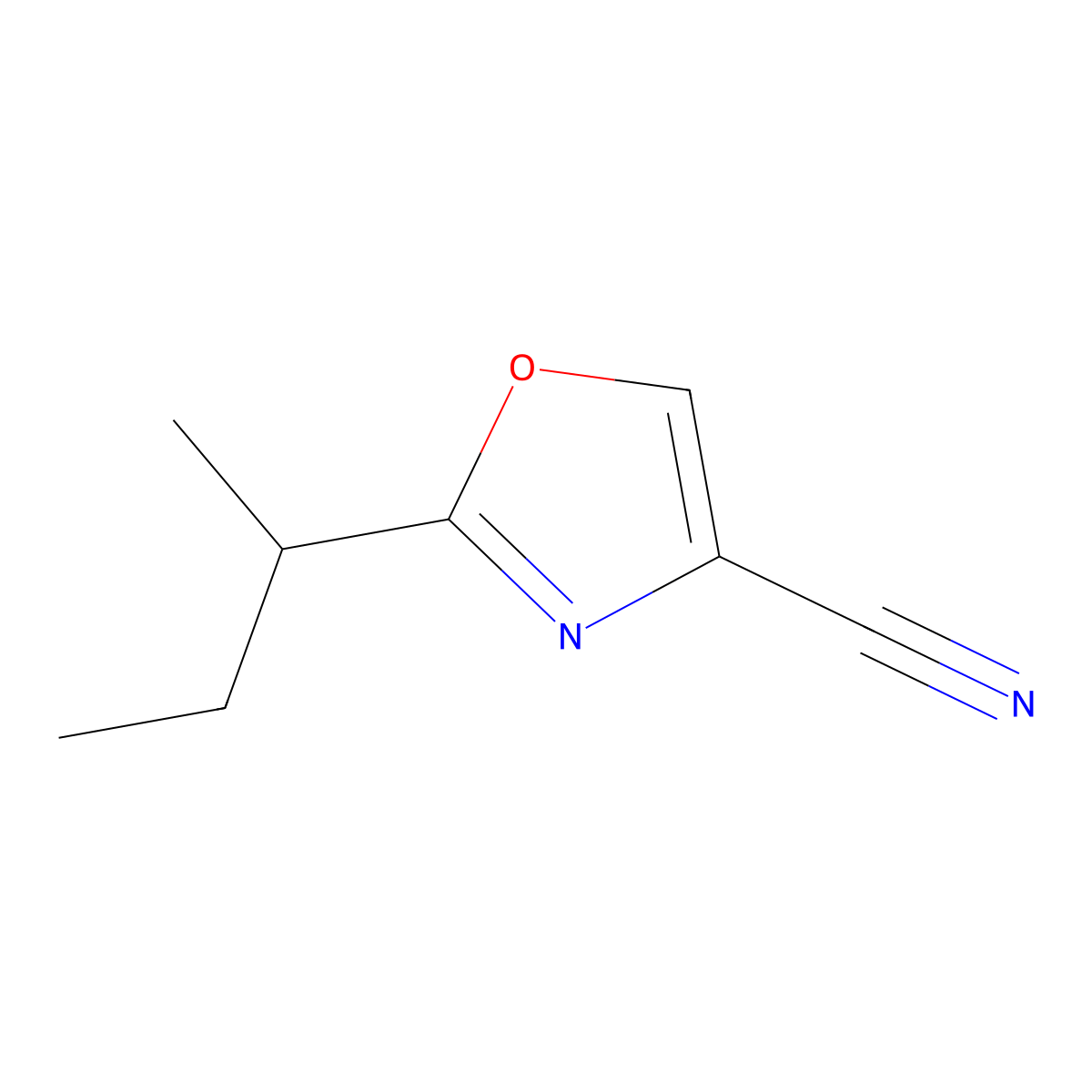 2-(Butan-2-yl)-1,3-oxazole-4-carbonitrile molecular structure, CAS 2060057-93-2