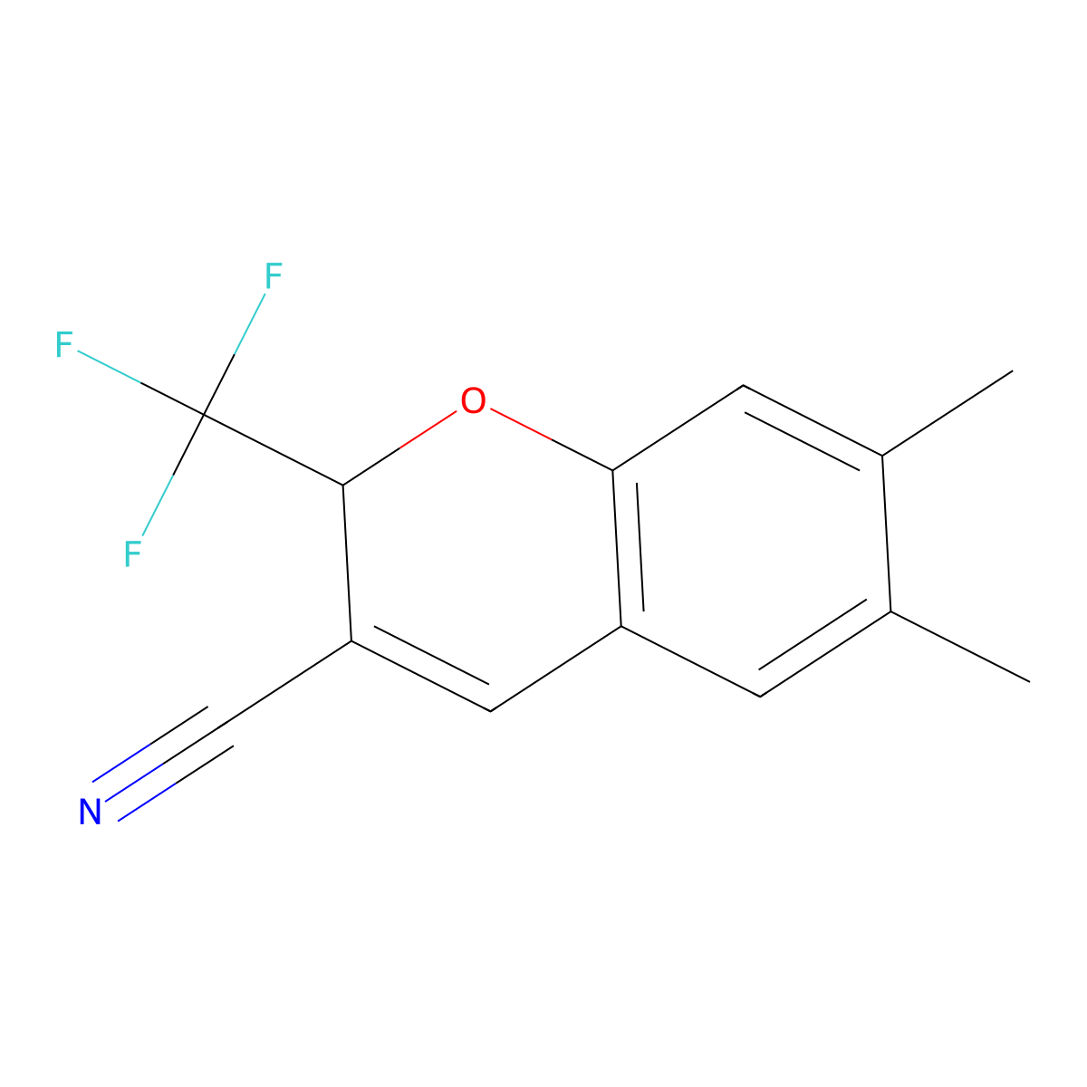 6,7-Dimethyl-2-(trifluoromethyl)-2H-chromene-3-carbonitrile molecular structure, CAS 2060057-99-8