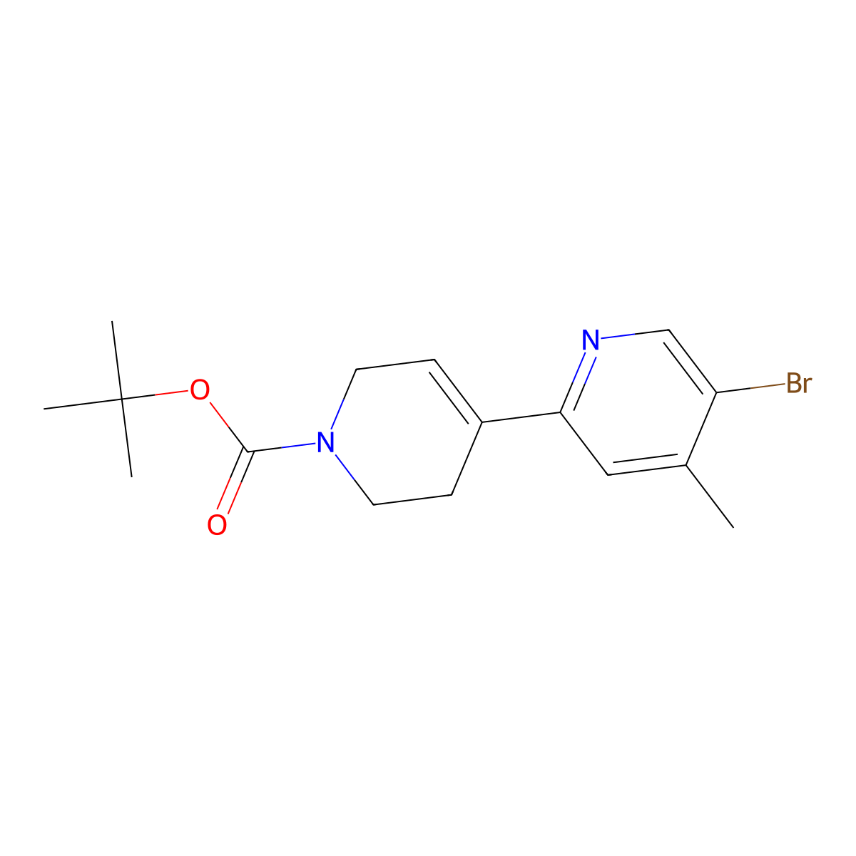 tert-Butyl 4-(5-bromo-4-methylpyridin-2-yl)-1,2,3,6-tetrahydropyridine-1-carboxylate molecular structure, CAS 2060058-02-6