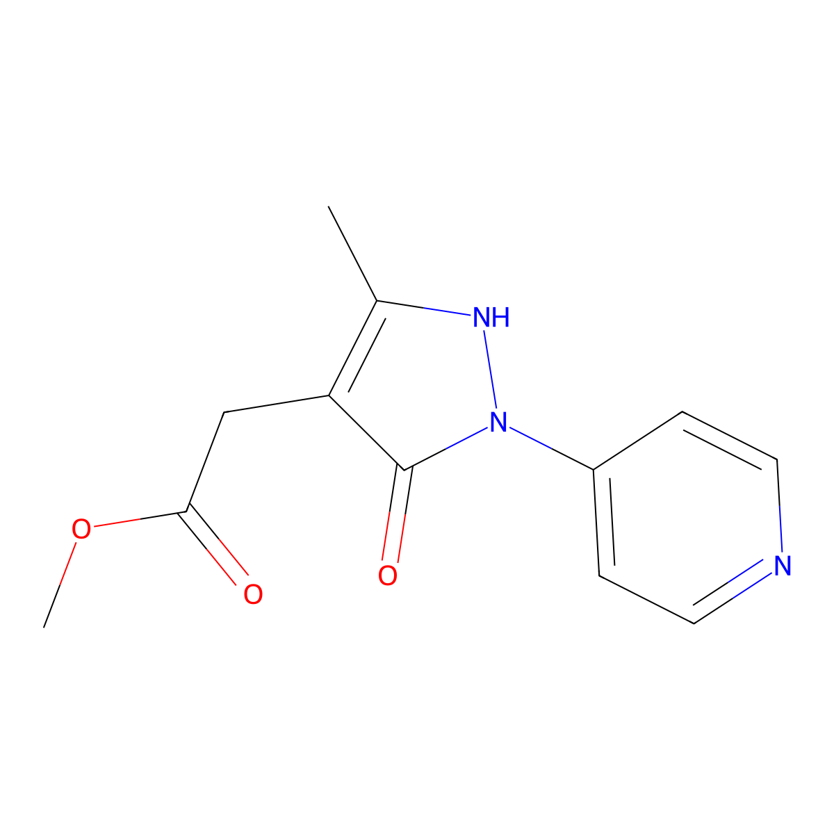 Methyl 2-(5-methyl-3-oxo-2-(pyridin-4-yl)-2,3-dihydro-1H-pyrazol-4-yl)acetate molecular structure, CAS 2060058-14-0