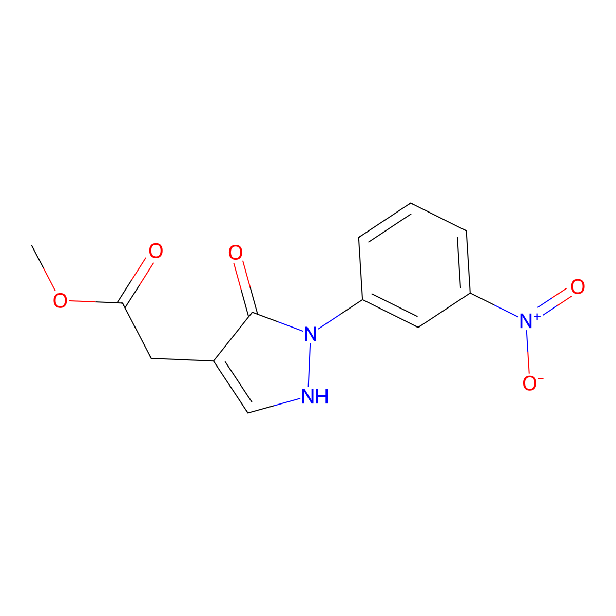 Methyl 2-[2-(3-nitrophenyl)-3-oxo-2,3-dihydro-1H-pyrazol-4-yl]acetate molecular structure, CAS 2060058-18-4